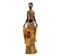 Lifestyle & More Scultura moderna figura decorativa donna africana in piedi con abiti colorati e sciarpa altezza 35 cm
