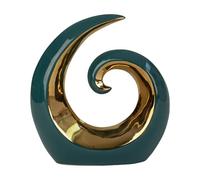 Lifestyle & More Scultura moderna in porcellana petrolio con decorazione in oro altezza 19 cm larghezza 17 cm