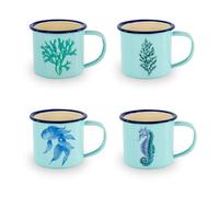 lifestyle WD SET 4 TAZZINE DA CAFFè IN LATTA SMALTATA (AZZURRO)