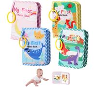 Lifesunny My First Baby Photo Book with Safe Mirror, My First Photo Album for Baby, Soft Photo Album Holds 4x6 Pictures, for Memory Album Babies Shower (4*Colors,4PCS)