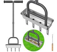 Lifeswell Aeratore per carotaggio Prato, aeratore Manuale a 4 conduttori in Acciaio Inox, per aerazione del Giardino e del Prato, Strumento di aerazione Durevole con Impugnatura in Gomma Morbida per