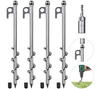Lifeswell Confezione da 4 picchetti per tenda, ancoraggi resistenti da 30,5 cm, completamente saldati, a spirale, per tende da campeggio, trampolini, capannoni, altalene, fissaggio degli animali