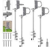 Lifeswell Kit di ancoraggi resistenti da 76,2 cm, a spirale, antivento da 7,6 cm, per trampolino, capannone, altalena e casa mobile, completamente saldati in acciaio con punta per trapano (set da 4)