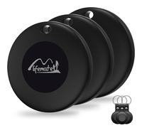 LifeTag Localizzatore Bluetooth Compatibile con Apple Dov'è (Solo iOS), Trova Oggetti e Chiavi/Bagagli/Valigie/Zaini, Portafogli, Resistente all'Acqua IP67, 3 Pezzo Nero, Include Portachiavi