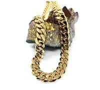 LIFETIME BLING Collana a catena barbazzale cubana in oro per uomini e donne, spessa Miami Real 11 mm 14 K taglio diamante pesante con chiusura spessa solida hip hop durevole urbano streetwear non si