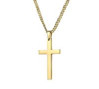 Lifetime Bling Collana a catena in oro 14K con croce per donne e uomini, con placcatura in oro bianco 14K fino a 20 volte superiore rispetto ad altre collane a croce - durevole, 24 inches, Oro Bianco