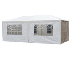 Lifetime Garden Gazebo 3x6 M - Tendone da Esterno - Capannone per Esterno - Pergola da Giardino per Esterni - Tende per Feste con Pareti Laterali e Finestre - Bianco