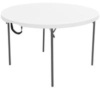 LIFETIME Tavolo pieghevole rotondo, capacità 4 persone, diametro 122 cm, polietilene ad alta densità (HDPE), colore bianco granito, struttura in acciaio (92106)