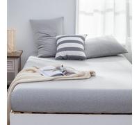 LIFETOWN Lenzuolo in jersey di cotone 100% con tasca extra profonda, 1 lenzuolo con angoli e 2 federe, antipiega, ultra morbido (grigio chiaro pe