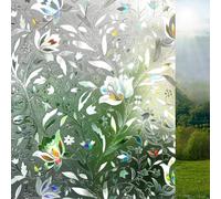 Lifetree Pellicola oscurante per finestre, autoadesiva: pellicola protettiva 3D, effetto arcobaleno, statica, senza colla, anti UV, protezione solare per ufficio, soggiorno, fiori, tulipano, 44 x 300