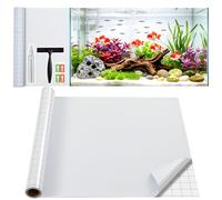 Lifetree Sfondo bianco oscurante per acquario, statico, 44,5 x 200 cm | Nessuna pellicola oscurante per acquari e acquari. Include kit di installazione. Linee a griglia per un facile taglio