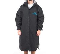Lifeventure Accappatoio fasciatoio | Antivento Impermeabile Trattato Antiodore Cappotto Poncho Foderato Pile per Nuoto Surf Campeggio, Nero, M