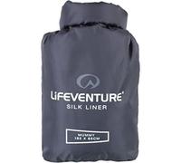 Lifeventure Sacco a pelo in seta, leggero, da viaggio e campeggio, da usare da solo o per aggiungere calore al sacco a pelo, grigio, rettangolare (185 x 85 cm)