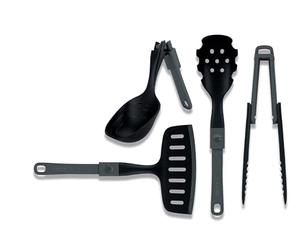 Lifeventure Set di utensili da cucina pieghevoli, 4 pezzi, kit da cucina da campeggio con mestolo, spatola, cucchiaio e pinze, resistente al calore fino a 180 gradi, ideale per escursioni, pesca