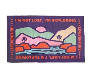 Lifeventure Sundown Coperta da campeggio foderata in pile, antivento e impermeabile, calda coperta termica per campeggio, viaggi su strada, furgoni e picnic, 200 x 140 cm, montagna