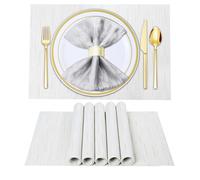 LIFEWAER Tovagliette Colazione Plastica Set di 6 Tovagliette Americane Lavabili Tovagliette Personalizzate Sottopiatti Pranzo per Tavolo da Cucina,S02 Bianco