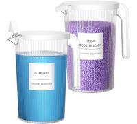 Lifewit 1800ml Dispenser Detersivo Lavatrice, Contenitore Detersivo Polvere in Plastica PET Trasparente, Dosatore Detersivo Lavatrice Multifunzionale per Bucato con Etichette, 2 Pezzo