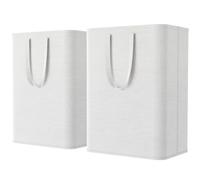Lifewit 2 Pezzi Cesto Portabiancheria Pieghevole 80L, Cesta Portabiancheria salvaspazio con Manici Estesi, Cesto panni Sporchi in Tessuto per Bambini, Cameretta, Bagno, Lavanderia, Bianco