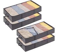 Lifewit 4 Pezzi 65L Contenitore per Sottoletto, Contenitore per Vestiti Sottoletto, Scatola Pieghevole con Coperchio, Borsa per Vestiti Sottoletto, Armadio per Vestiti Sottoletto, Grigio