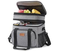Lifewit Borsa Frigo Uomo Donna Borsa Porta Pranzo con Doppio Scomparto, Borsa Termica Grandi Dimensioni, a Prova di Perdite con Tracolla da Adulti per Lavoro/Volo/Viaggio, 21L/30 Lattine, Grigio
