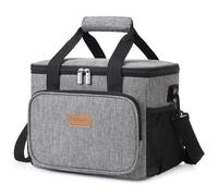 Lifewit Borsa Termica Porta Pranzo 15L(24 Lattine), Grande Borse Frigo Pranzo Ufficio per Uomo e Donna, Lunch Bag per Lavoro, Mare, Viaggio, Spiaggia, Grigio