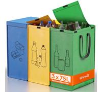 Lifewit Borse Raccolta Differenziata, Set di 3 Pattumiera Differenziata | Bidoni differenziata esterno, bidoni differenziata da interno per carta, cartone, plastica, vetro, 75L, con coperchio