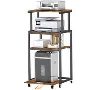 Lifewit Carrello per Stampante 4 Livelli con Ruote e Ripiano Regolabile, Supporto per Stampante per Ufficio Domestico, Carrello per Distruggi Documenti, Scanner, Marrone Rustico, 53x40x112cm