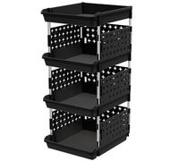 Lifewit Cassetti Impilabili, 4 Ripiani di Plastica Scaffale Portaoggetti Cucina Cassettiera Armadio Interna, Organizer Portaoggetti, Nero, 35 x 30 x 72 cm