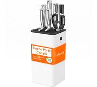 Lifewit Ceppo Portacoltelli Senza Coltello, Supporto Coltelli Cucina Universale per Fino a 25 Coltelli, con Fessura per Forbici e Affilacoltelli, Organizer Knife con Fori di Scarico e Piedini, Bianco