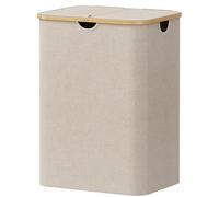Lifewit Cesta Portabiancheria 150 L con Coperchio, Grande Cesto Biancheria Pieghevole in Bambù con Sacco Interno, Portabiancheria Salvaspazio, Laundry Basket per Camera da Letto, Bagno, Beige