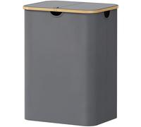 Lifewit Cesta Portabiancheria 150 L con Coperchio, Grande Cesto Biancheria Pieghevole in Bambù con Sacco Interno, Portabiancheria Salvaspazio, Laundry Basket per Camera da Letto, Bagno, Grigio