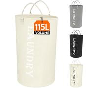 Lifewit Cesto Portabiancheria 115L, Portabiancheria Sporca Salvaspazio, Cesta Portabiancheria Grande con Manico Facile da Trasportare per Vestiti, Asciugamani, Coperte, Giocattoli, Bianco argenteo