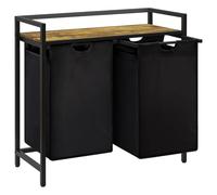 Lifewit Cesto Portabiancheria 2 Scomparti 95L, Mobile Biancheria Sporca con 2 Sacco Porta Biancheria in Tessuto Oxford e Ripiano in Metallo per Lavanderia, Camere da Letto, Bagno, Dormitori, Nero