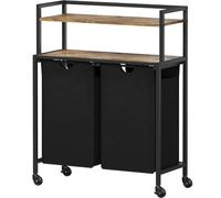 Lifewit Cesto Portabiancheria 2 Scomparti con Ruote 95L, Mobile Biancheria Sporca con Ampio Ripiano e 2 Sacco Porta Biancheria in Tessuto Oxford per Lavanderia, Camere da Letto, Bagno, Nero