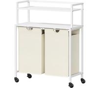 Lifewit Cesto Portabiancheria 2 Scomparti con Ruote 95L, Mobile Biancheria Sporca con Ampio Ripiano e 2 Sacco Porta Biancheria in Tessuto Oxford per Lavanderia, Camere da Letto, Bagno, Bianco