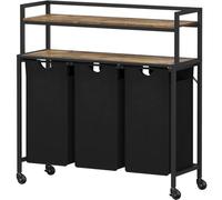 Lifewit Cesto Portabiancheria 3 Scomparti con Ruote 120L, Mobile Biancheria Sporca con Ampio Ripiano e 3 Sacco Porta Biancheria in Tessuto Oxford per Lavanderia, Camere da Letto, Bagno, Nero