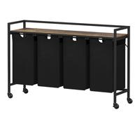 Lifewit Cesto Portabiancheria 4 Scomparti con Ruote 168L, Mobile Biancheria Sporca con 4 Sacco Porta Biancheria in Tessuto Oxford e Ripiano in Metallo per Lavanderia, Camere da Letto, Bagno, Nero