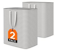 Lifewit Cesto Portabiancheria Autoportante 100L, Grande Cesta Portabiancheria Pieghevole con Manici Allungati, Portabiancheria Sporca per Vestiti, Asciugamani, Giocattoli, Coperte, Grigio, 2 Pezzi