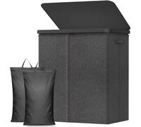 Lifewit Cesto Portabiancheria, Cesta Panni Sporchi con coperchio, Laundry Basket con Plastica Manici, Porta Biancheria Sporca per Bagno, Lavanderia, Camera da Letto, 145 L, Grigio Scuro