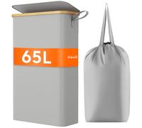 Lifewit Cesto Portabiancheria Salvaspazio 65L, Cesta Biancheria Sporca con Coperchio, Porta Biancheria Sporca Slim per Bagno, Laundry Basket per Camera da Letto, Bagno, Lavanderia, Grigio Argento