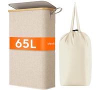 Lifewit Cesto Portabiancheria Salvaspazio 65L, Cesta Biancheria Sporca con Coperchio, Porta Biancheria Sporca Slim per Bagno, Laundry Basket per Camera da Letto, Bagno, Lavanderia, Beige