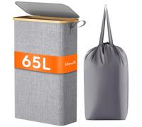 Lifewit Cesto Portabiancheria Salvaspazio 65L, Cesta Biancheria Sporca con Coperchio, Porta Biancheria Sporca Slim per Bagno, Laundry Basket per Camera da Letto, Bagno, Lavanderia, Grigio