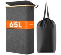 Lifewit Cesto Portabiancheria Salvaspazio 65L, Cesta Biancheria Sporca con Coperchio, Porta Biancheria Sporca Slim per Bagno, Laundry Basket per Camera da Letto, Bagno, Lavanderia, Grigio Scuro
