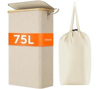 Lifewit Cesto Portabiancheria Salvaspazio 75L, Cesta Biancheria Sporca con Coperchio, Porta Biancheria Sporca Slim per Bagno, Laundry Basket per Camera da Letto, Bagno, Lavanderia, Beige