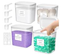 Lifewit Contenitore Detersivo Capsule di Detersivo per Bucato, Dispenser Detersivo Lavatrice in Plastica, Dispenser Sapone e Lozioni Commerciali con Etichette e Cucchiai, 2700 ml, 4 Pezzo