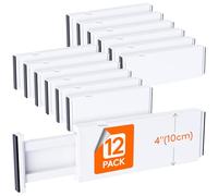 Lifewit Divisori per Cassetti in Plastica Confezione da 12 alti 10 cm, 28-44,5 cm Organizzatori per Cassetti Regolabili, Separatori per Cassetti Espandibili per Camera da Letto/Bagno/Cucina/Ufficio