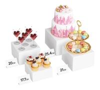 Lifewit Espositore da Buffet per Aperitivo, Supporti in Plastica per Torte, Dessert, Oggetti da Collezione, Gioielli, Supporto Cubico Annidabile, Bianco, Set di 4 (18/20/21/25 cm)