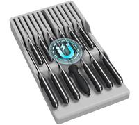 Lifewit Inserti magnetici per raccoglitori di coltelli da cucina, in plastica per cassetti per 12 coltelli e 1 affilatura, set di supporti per coltelli da bistecca, colore grigio