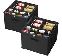 Lifewit Organizer Scarpe Armadio Pieghevole, Scatole per Scarpe Salvaspazio con Coperchio per 12-16 Paia, Shoes Organizer con Supporto Inferiore e Manici Rinforzati, Nero, Set di 2 per 24-32 Paia