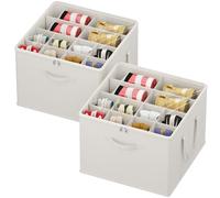 Lifewit Organizer Scarpe Armadio Pieghevole, Scatole per Scarpe Salvaspazio con Coperchio per 12-16 Paia, Shoes Organizer con Supporto Inferiore e Manici Rinforzati, Bianco, Set di 2 per 24-32 Paia